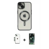 MARSİLYAN™- iPhone 14 Kılıf Nova Işık Özel Seri - Şeffaf 360 Full Body Arka Koruyucu + Shine Kamera Lens - YL