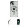 MARSİLYAN™- iPhone 14 Kılıf Nova Işık Özel Seri - Şeffaf 360 Full Body Arka Koruyucu + Shine Kamera Lens - YL