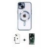 MARSİLYAN™- iPhone 14 Kılıf Nova Işık Özel Seri - Şeffaf 360 Full Body Arka Koruyucu + Shine Kamera Lens - YL