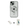MARSİLYAN™- iPhone 14 Kılıf Nova Işık Özel Seri - Şeffaf Pasifik Cam Ekran Koruyucu + Diamond Kamera Lens - KI