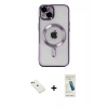 MARSİLYAN™- iPhone 14 Kılıf Nova Işık Özel Seri - Şeffaf Pasifik Cam Ekran Koruyucu + Diamond Kamera Lens - KI