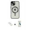 MARSİLYAN™- iPhone 14 Kılıf Nova Işık Özel Seri - Şeffaf Pasifik Cam Ekran Koruyucu + Diamond Kamera Lens - KI