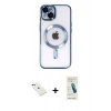 MARSİLYAN™- iPhone 14 Kılıf Nova Işık Özel Seri - Şeffaf Pasifik Cam Ekran Koruyucu + Diamond Kamera Lens - KI