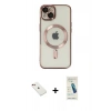 MARSİLYAN™- iPhone 14 Kılıf Nova Işık Özel Seri - Şeffaf Pasifik Cam Ekran Koruyucu + Diamond Kamera Lens - KI