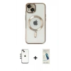 MARSİLYAN™- iPhone 14 Kılıf Nova Işık Özel Seri - Şeffaf Pasifik Cam Ekran Koruyucu + Shine Kamera Lens - GI