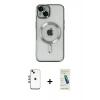 MARSİLYAN™- iPhone 14 Kılıf Nova Işık Özel Seri - Şeffaf Pasifik Cam Ekran Koruyucu + Shine Kamera Lens - GI