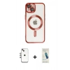 MARSİLYAN™- iPhone 14 Kılıf Nova Işık Özel Seri - Şeffaf Pasifik Cam Ekran Koruyucu + Shine Kamera Lens - GI