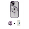 MARSİLYAN™- iPhone 14 Kılıf Nova Işık Özel Seri - Şeffaf Pasifik Cam Ekran Koruyucu + Raze Metal Kamera Lens - MR