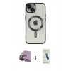 MARSİLYAN™- iPhone 14 Kılıf Nova Işık Özel Seri - Şeffaf Pasifik Cam Ekran Koruyucu + Raze Metal Kamera Lens - MR
