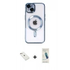 MARSİLYAN™- iPhone 14 Kılıf Nova Işık Özel Seri - Şeffaf Pasifik Cam Ekran Koruyucu + Diamond Kamera Lens - PE
