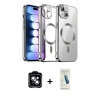 MARSİLYAN™- iPhone 14 Kılıf Nova Işık Özel Seri - Şeffaf Pasifik Cam Ekran Koruyucu + PVD Metal Kamera Lens - MI