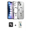 MARSİLYAN™- iPhone 14 Kılıf Nova Işık Özel Seri - Şeffaf Pasifik Cam Ekran Koruyucu + PVD Metal Kamera Lens - PE