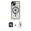 MARSİLYAN™- iPhone 14 Kılıf Nova Işık Özel Seri - Şeffaf Pasifik Cam Ekran Koruyucu + PVD Metal Kamera Lens - SH