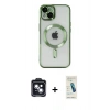 MARSİLYAN™- iPhone 14 Kılıf Nova Işık Özel Seri - Şeffaf Pasifik Cam Ekran Koruyucu + PVD Metal Kamera Lens - SH