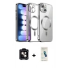 MARSİLYAN™- iPhone 14 Kılıf Nova Işık Özel Seri - Şeffaf Pasifik Cam Ekran Koruyucu + PVD Metal Kamera Lens - TU