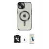 MARSİLYAN™- iPhone 14 Kılıf Nova Işık Özel Seri - Şeffaf Pasifik Cam Ekran Koruyucu + PVD Metal Kamera Lens - TU