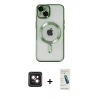 MARSİLYAN™- iPhone 14 Kılıf Nova Işık Özel Seri - Şeffaf Pasifik Cam Ekran Koruyucu + PVD Metal Kamera Lens - PE