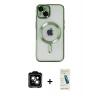 MARSİLYAN™- iPhone 14 Kılıf Nova Işık Özel Seri - Şeffaf Pasifik Cam Ekran Koruyucu + PVD Metal Kamera Lens - TU