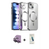 MARSİLYAN™- iPhone 14 Kılıf Nova Işık Özel Seri - Şeffaf Pasifik Cam Ekran Koruyucu + Raze Metal Kamera Lens - SH