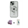MARSİLYAN™- iPhone 14 Kılıf Nova Işık Özel Seri - Şeffaf Pasifik Cam Ekran Koruyucu + Raze Metal Kamera Lens - KI