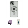 MARSİLYAN™- iPhone 14 Kılıf Nova Işık Özel Seri - Şeffaf Pasifik Cam Ekran Koruyucu + Raze Metal Kamera Lens - SH