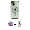 MARSİLYAN™- iPhone 14 Kılıf Nova Işık Özel Seri - Şeffaf Pasifik Cam Ekran Koruyucu + Raze Metal Kamera Lens - KI
