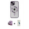 MARSİLYAN™- iPhone 14 Kılıf Nova Işık Özel Seri - Şeffaf Pasifik Cam Ekran Koruyucu + Raze Metal Kamera Lens - KI