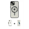 MARSİLYAN™- iPhone 14 Kılıf Nova Işık Özel Seri - Şeffaf Pasifik Cam Ekran Koruyucu + Shine Kamera Lens - GD