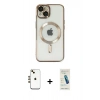 MARSİLYAN™- iPhone 14 Kılıf Nova Işık Özel Seri - Şeffaf Pasifik Cam Ekran Koruyucu + Shine Kamera Lens - GD