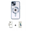 MARSİLYAN™- iPhone 14 Kılıf Nova Işık Özel Seri - Şeffaf Pasifik Cam Ekran Koruyucu + Shine Kamera Lens - GD