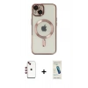 MARSİLYAN™- iPhone 14 Kılıf Nova Işık Özel Seri - Şeffaf Pasifik Cam Ekran Koruyucu + Shine Kamera Lens - KI