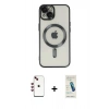MARSİLYAN™- iPhone 14 Kılıf Nova Işık Özel Seri - Şeffaf Pasifik Cam Ekran Koruyucu + Shine Kamera Lens - KI