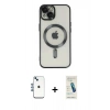 MARSİLYAN™- iPhone 14 Kılıf Nova Işık Özel Seri - Şeffaf Pasifik Cam Ekran Koruyucu + Shine Kamera Lens - MI