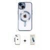 MARSİLYAN™- iPhone 14 Kılıf Nova Işık Özel Seri - Şeffaf Pasifik Cam Ekran Koruyucu + Shine Kamera Lens - MI