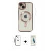 MARSİLYAN™- iPhone 14 Kılıf Nova Işık Özel Seri - Şeffaf Pasifik Cam Ekran Koruyucu + Shine Kamera Lens - MI