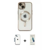 MARSİLYAN™- iPhone 14 Kılıf Nova Işık Özel Seri - Şeffaf Pasifik Cam Ekran Koruyucu + Shine Kamera Lens - MI