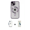 MARSİLYAN™- iPhone 14 Kılıf Nova Işık Özel Seri - Şeffaf Pasifik Cam Ekran Koruyucu + Shine Kamera Lens - MI