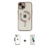 MARSİLYAN™- iPhone 14 Kılıf Nova Işık Özel Seri - Şeffaf Pasifik Cam Ekran Koruyucu + Shine Kamera Lens - SH