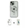 MARSİLYAN™- iPhone 14 Kılıf Nova Işık Özel Seri - Şeffaf Pasifik Cam Ekran Koruyucu + Shine Kamera Lens - SH