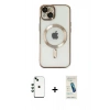 MARSİLYAN™- iPhone 14 Kılıf Nova Işık Özel Seri - Şeffaf Pasifik Cam Ekran Koruyucu + Shine Kamera Lens - YL