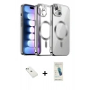 MARSİLYAN™- iPhone 14 Kılıf Nova Işık Özel Seri - Şeffaf Pasifik Cam Ekran Koruyucu + Yeşil Diamond Kamera Lens