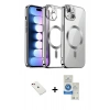 MARSİLYAN™- iPhone 14 Kılıf Nova Işık Özel Seri - Şeffaf Royal Nano Ekran Koruyucu + Diamond Kamera Lens - KI
