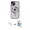 MARSİLYAN™- iPhone 14 Kılıf Nova Işık Özel Seri - Şeffaf Royal Nano Ekran Koruyucu + Diamond Kamera Lens - KI