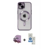 MARSİLYAN™- iPhone 14 Kılıf Nova Işık Özel Seri - Şeffaf Royal Nano Ekran Koruyucu + Raze Metal Kamera Lens - KI