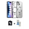 MARSİLYAN™- iPhone 14 Kılıf Nova Işık Özel Seri - Şeffaf Royal Nano Ekran Koruyucu + PVD Metal Kamera Lens - MI