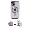 MARSİLYAN™- iPhone 14 Kılıf Nova Işık Özel Seri - Şeffaf Royal Nano Ekran Koruyucu + Raze Metal Kamera Lens - MR