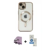 MARSİLYAN™- iPhone 14 Kılıf Nova Işık Özel Seri - Şeffaf Royal Nano Ekran Koruyucu + Raze Metal Kamera Lens - MR