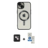 MARSİLYAN™- iPhone 14 Kılıf Nova Işık Özel Seri - Şeffaf Royal Nano Ekran Koruyucu + PVD Metal Kamera Lens - PE