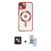 MARSİLYAN™- iPhone 14 Kılıf Nova Işık Özel Seri - Şeffaf Royal Nano Ekran Koruyucu + PVD Metal Kamera Lens - PE