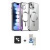 MARSİLYAN™- iPhone 14 Kılıf Nova Işık Özel Seri - Şeffaf Royal Nano Ekran Koruyucu + PVD Metal Kamera Lens - PE